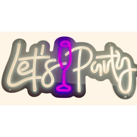 Let’s Party Neon Sign with On/Off Button and Brighten and Dim Settings - Picture 5 of 7